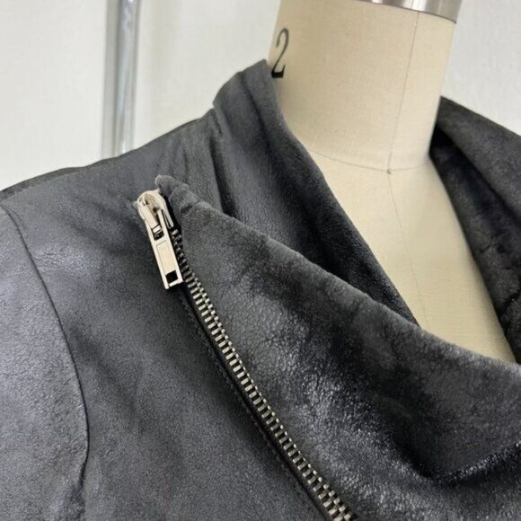 Rick Owens DRKSHDW Lamb Leather Cropped Gray Short Sleeve Zip Jacket - Picture 5 of 13